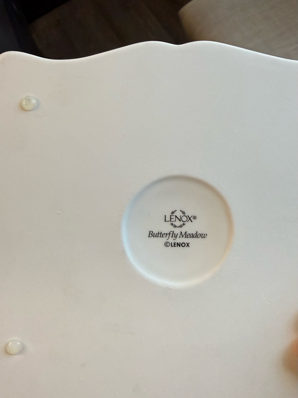Lenox Butterfly Meadow 2pc Lot-Hurricane Candleholder & “Welcome Friends” Trivet - Picture 5 of 6